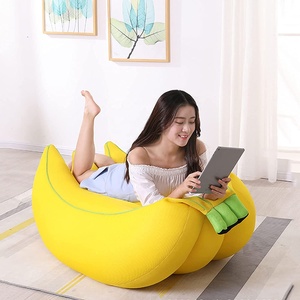<strong>Yellow</strong> Banana Ship Shaped Soft Mesh Fabric Indoor or Outdoor <strong>Bean</strong> <strong>Bag</strong> Lazy Sofa - Product Image 2