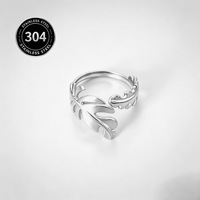 Grenzüberschreitender Edelstahl-Blattring, vergoldet, minimalistischer Luxus, Unisex, europäisch-amerikanischer Vintage-Stil, breiter Ring