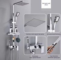 Robinet de salle de bain 4 fonctions écoénergétique et écologique, eau chaude/froide, portable, à poignée unique, avec douchette pluie et ensemble de douche éco-bain