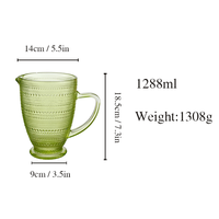 Nouvelle carafe en verre design moderne 43 oz, motif floral, grande capacité, couvercle en liège, compatible lave-vaisselle, idéale pour usage domestique, eau froide
