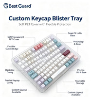 Custom Recyclable 1mm Thick Blister Packaging for Keycap Storage Case Clear PET Tray Hinged Lid Custom Logo/Graphic Design