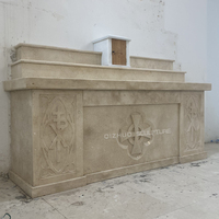 Simple moderno tallado a mano color mezclado piedra católica mármol altar púlpito para la Iglesia
