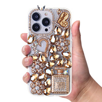 KINGSOUL Coques de téléphone portable personnalisables de luxe avec design entièrement orné de diamants, en TPU+PC+verre, antichoc, avec décoration scintillante pour