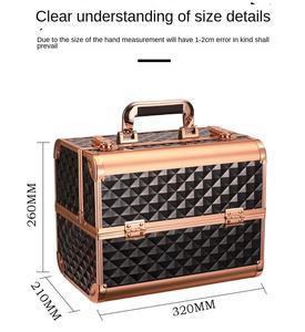 Beauté <span class=keywords><strong>Maquillage</strong></span> Train Case Serviette Matériel Or Rose Ouvert Haut 2 Niveaux Plateaux Grande Capacité Cosmétique Bijoux Organisateur 13 Pouces - Product Image 2