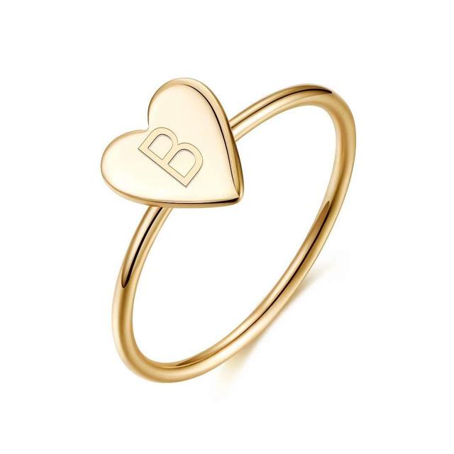 925 Sterling Silver Rings for Girls Women Dainty Initial Heart Ring Stacking Ring