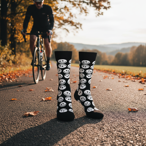 Sporty Autumn <b>Black</b> Patterned Colorful <b>Socks</b> Jacquard Features Breathable Sweat-Wicking Customizable Logo for Cycling-Digitally - Product Image 3