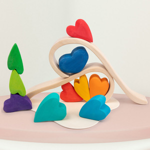 Set di blocchi impilabili a <span class=keywords><strong>cuore</strong></span> arcobaleno blocchi di legno con vassoio in legno blocchi di costruzione pastello <span class=keywords><strong>educazione</strong></span> per <span class=keywords><strong>l</strong></span>'apprendimento precoce - Product Image 2