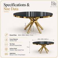 Table de banquet de mariage ronde personnalisée en acier inoxydable doré avec base en ruban croisé et plateau en verre trempé miroir