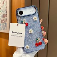 Vente en gros directe d'usine, étui de téléphone personnalisé de luxe pour femmes avec fleurs en strass, paillettes, pour iPhone, étui de téléphone portable