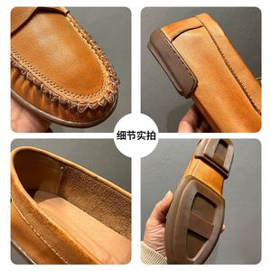 Chaussures en cuir décontractées pour hommes de style britannique authentique, nouvelles mocassins rétro à enfiler en cuir de vachette souple avec boucle, confortables toutes saisons, imprimées en 3D - Product Image 5