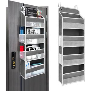 Organisateur à suspendre derrière la porte, 4 étagères, 4 poches, anti-basculement, rangement mural, tissu non tissé, 33x15x85cm - Product Image 1