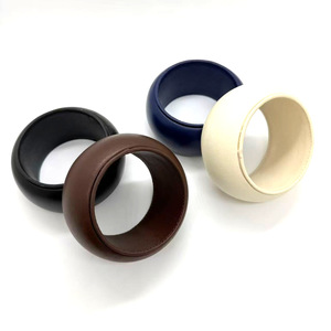 Closed circle leather bangle with neat stitching understated luxury texture versatile leather <b>cuff</b> <b>bracelet</b> minimalist style - Product Image 1