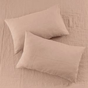 Parure de Lit Housse de Couette et Drap-housse Grande Taille 4 Pièces, Lin Couleurs Unies Rose, Mélange Coton Lin Naturel Flammé, Doux et Respirant - Product Image 2