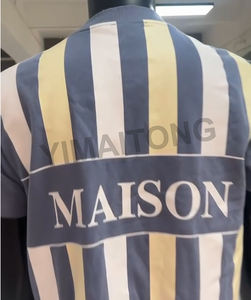 Camiseta con serigrafía de diseño a rayas Retro personalizada para hombre, ropa deportiva de algodón 100%, ropa de calle de gran tamaño Boxy Fit para fútbol - Product Image 2