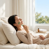 Rouleau facial Gua Sha personnalisé en quartz et jade pour usage domestique