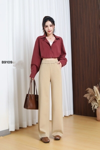 <span class=keywords><strong>Pantaloni</strong></span> neri a gamba dritta da donna alla moda <span class=keywords><strong>con</strong></span> cintura elastica formale da ufficio per lo stile invernale del frontale piatto - Product Image 3