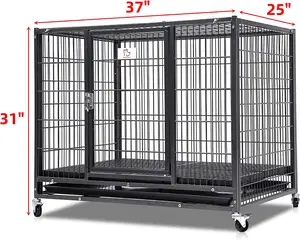 2022 la migliore vendita robusta gabbia per cani in ferro metallico cassa pieghevole a doppia porta gabbie per cani da compagnia cucce