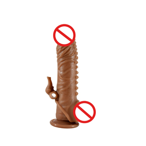 En gros <span class=keywords><strong>Préservatif</strong></span> Réutilisable en Silicone Souple Étanche avec Anneau à Picots et Pointillés, Manchon d'Extension pour Hommes, Manchon Sexuel - Product Image 5