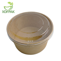 Adapté aux besoins du client de papier à mur unique salade bols avec couvercles En papier Kraft papier de salade bol rond sortir emballage jetable bol à soupe