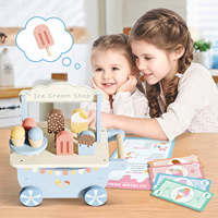 Jouet de cuisine en bois pour enfants, boutique de crème glacée en bois, jeu d'apprentissage, chariot, jeu de rôle, jouet d'imitation, éducation précoce
