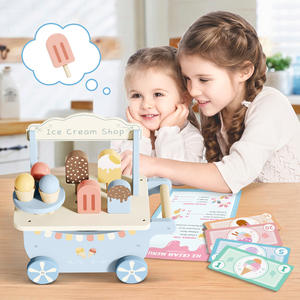 Giocattolo in Legno per Bambini Negozio di Gelati Carrello per Giocare e Imparare Gioco di Ruolo Educazione Precoce Giocattolo da Cucina in Legno - Product Image 3