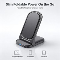 Support de charge pour téléphone, chargeur sans fil pour iPhone Qi 15W, charge rapide, design compact, gain de place, pliable, léger, logo personnalisé