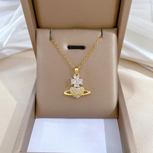 Collar con Colgante de Cruz y Corazón de <span class=keywords><strong>Acero</strong></span> Inoxidable de Lujo con Zirconia y Oro de 18k para Mujer, Joyería de Serpiente con Ojos de Zirconia Cúbica, Regalo al por Mayor - Product Image 5