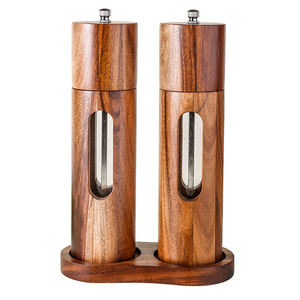 Ensemble de moulins à sel et à poivre en bois d'acacia, écologiques, ustensiles de cuisine, accessoires de broyeur manuel, personnalisables - Product Image 1