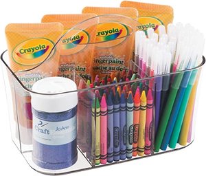 منظم تخزين حرفي بلاستيكي محمول, منظم تخزين حرفي بلاستيكي مقسم إلى سلة مع مقبض للخياطة الحرفية - Product Image 1