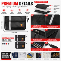 Pochette ignifuge pour documents, idéale pour la vente au détail, pochette fine noire pour copies de passeports, documents d'assurance et rangement domestique