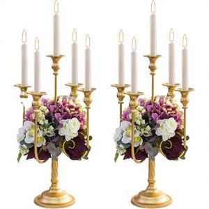 Candelabros de Hierro Dorado Vintage, Centros de Mesa Alternativos para Bodas y San Valentín, Portavelas para Flores, Hechos a Mano - Product Image 2