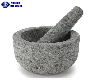 The best-selling Stone mortar and pestle in natural stone, polished for strength and longevity