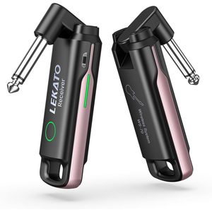Sistema de guitarra inalámbrico Lekato We-70, receptor, transmisor, batería recargable para instrumentos eléctricos, color rosa, para el mercado estadounidense - Product Image 1