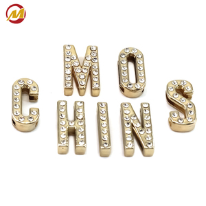 A-Z <b>Letter</b> Sliding Charms 20mm Light Gold Metal with Rhinestones for Bags & Dog Collars - Product Image 2