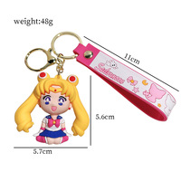 Llavero de gel de silicona 3D de anime, diseño de Sailor Moon, lindo y no tóxico, con muñeco de lobo lunar, para colgante de bolso o llavero de coche