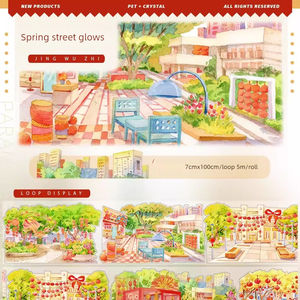 1 rouleau Nouveautés de janvier Scènes de printemps et d'hiver : Lampes solaires, Paysage urbain, Paysage rural, Scènes ferroviaires, Ruban décoratif de rue pour collages faits main - Product Image 2