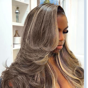 Peluca frontal de encaje 13x4 Highlight Kash Doll, cabello humano brasileño con <span class=keywords><strong>balayage</strong></span> marrón, ondas sueltas y corte <span class=keywords><strong>en</strong></span> capas para mujer - Product Image 5