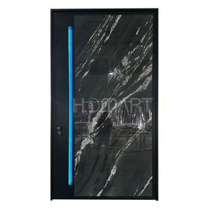 Puerta Principal Inteligente Contemporánea HOMART con Vidrio Decorativo de Mármol e Iluminación LED Ambiental, Puerta de Entrada Elegante - Product Image 1