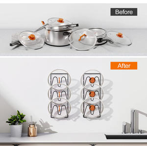 2-Pack Steel 6-Tier Folding Kitchen Organizer Home Use <b>Cabinet</b> or Wall Pot Lid Holder Counter Top Design OEM ODM - Product Image 4