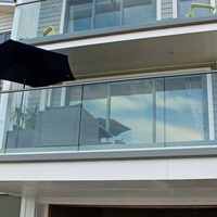 EKOO Garde-corps en verre trempé sans cadre en aluminium pour balcon et terrasse, profilé en U pour villa