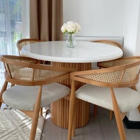 Moderne haut de gamme Rotin Café Hôtel Commercial Restaurant Doux Coussin Table et Chaise Ensemble Restaurant Salle À Manger Chaise En Bois