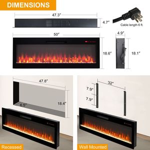 Smart 50 <b>Fireplace</b> Heater Wall Mount in Wall Design Model D0100X3241T With Remote App Control Smart WiFi-enabled Firepl - Product Image 4