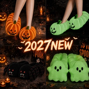 Pantuflas <span class=keywords><strong>de</strong></span> Calabaza que Brillan en la Oscuridad para <span class=keywords><strong>Halloween</strong></span>, Pantuflas <span class=keywords><strong>de</strong></span> Casa <span class=keywords><strong>de</strong></span> Peluche para Mujer, Divertidas y Personalizadas para Invierno - Product Image 1