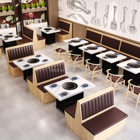 Customize wooden restaurant booth seating sofa bench with table sets ...