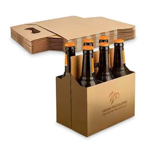 Carton personnalisé Paquet de 6 bouteilles boîte de bière porte-vin de sport boîte d'emballage en carton kraft emballé à plat