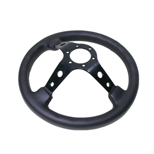 350mm Deep Corn Rally <span class=keywords><strong>Volant</strong></span> Noir Couture Universel 14 pouces <span class=keywords><strong>Volant</strong></span> de voiture en cuir - Product Image 2