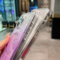 Étui de téléphone portable magnétique en TPU transparent avec paillettes personnalisées pour iPhone 15 14, couleur dégradée, transparent, antichoc, uni