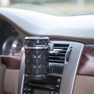 Car Ashtray With Light Vent Mounted Diamond Cut Faceted White <b>Plastic</b> 11x7.5Cm <b>Sliding</b> Cover For Car Use - Product Image 2
