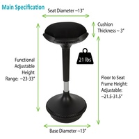 Chaise de bureau ergonomique à hauteur réglable avec système de levage à gaz pour une assise active, design moderne, idéale pour le télétravail