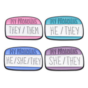بيع بالجملة شارة الجنس Pronouns بلدي يضم قوس قزح شريط مربع الحوار تنوعا لحقائب الظهر والقبعات - Product Image 5